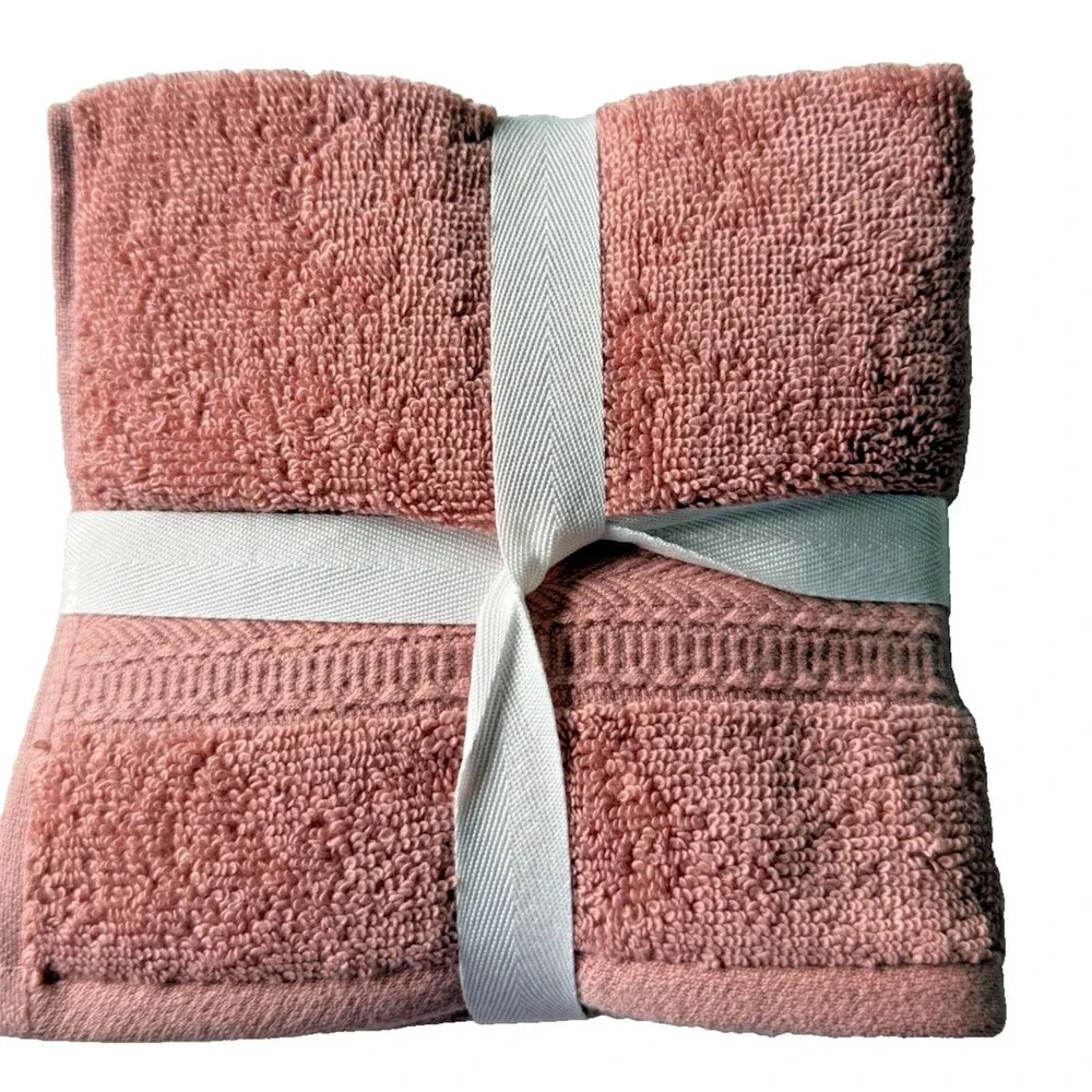 Hotel Collection Washcloths Facecloths Med Pink Absorbent Soft Cotton Set Of 4